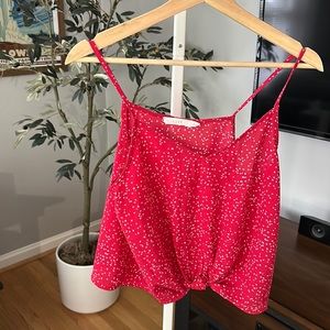 Cami, tank top, knot detail, red and white floral